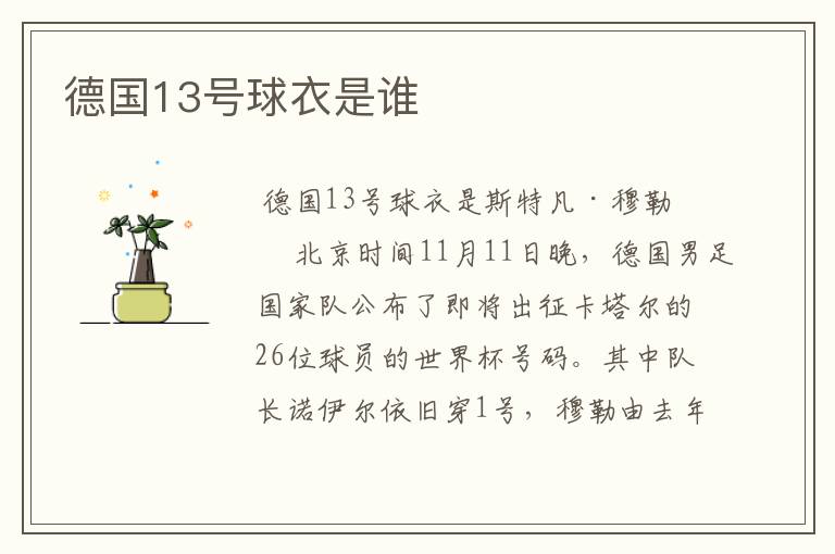 德国13号球衣是谁