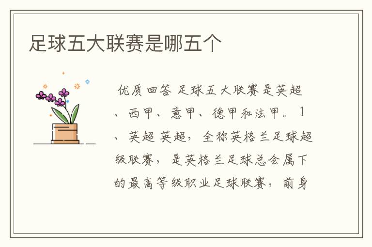 足球五大联赛是哪五个