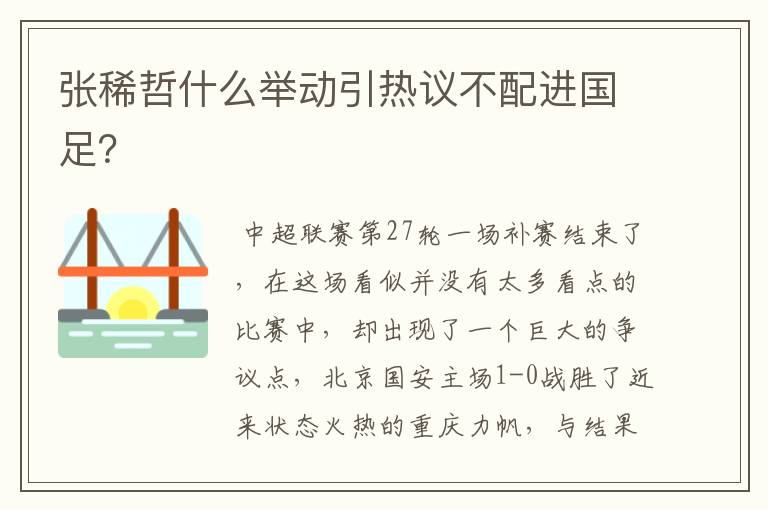 张稀哲什么举动引热议不配进国足?