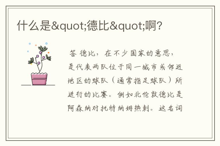 什么是"德比"啊?