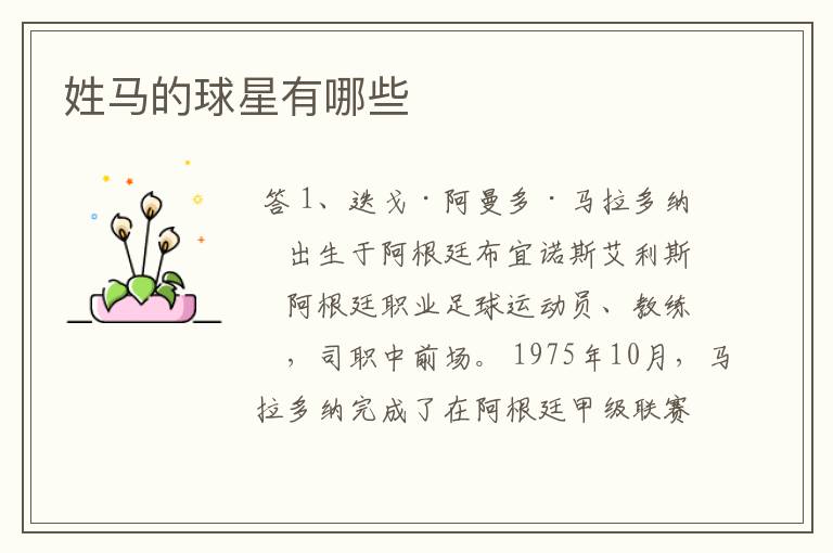 姓马的球星有哪些