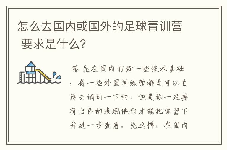 怎么去国内或国外的足球青训营 要求是什么?