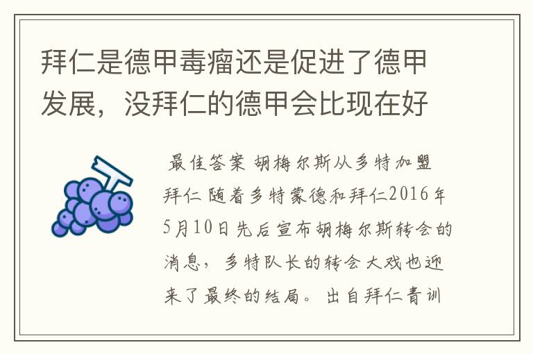 拜仁是德甲毒瘤还是促进了德甲发展,没拜仁的德甲会比现在好还是不如