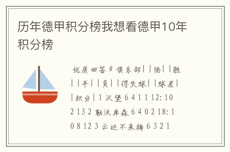 历年德甲积分榜我想看德甲10年积分榜