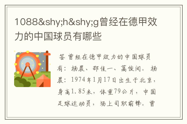1088hg曾经在德甲效力的中国球员有哪些