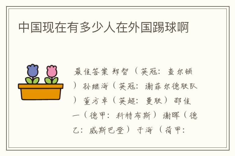 中国现在有多少人在外国踢球啊