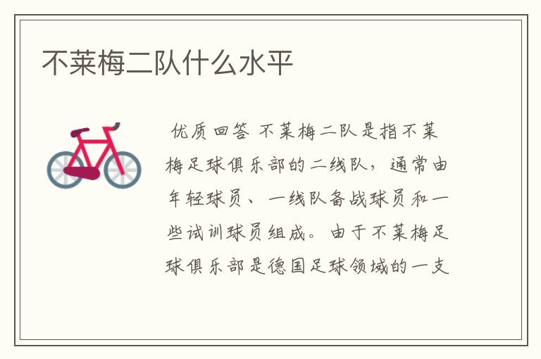 不莱梅二队什么水平