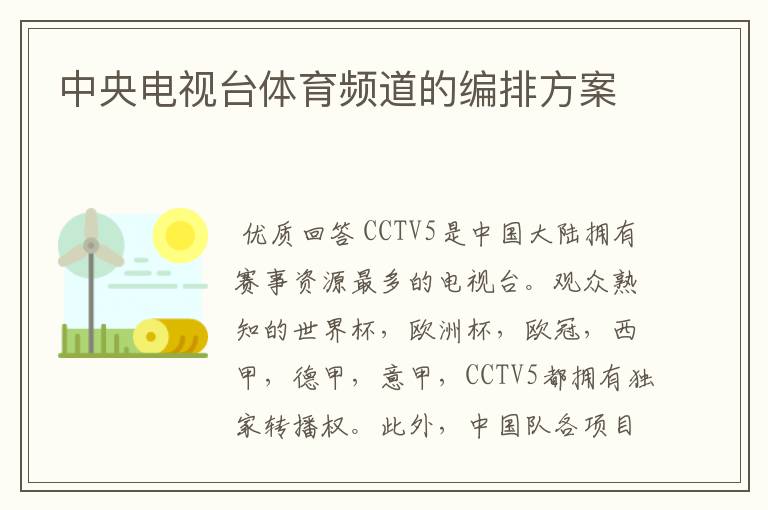 中央电视台体育频道的编排方案