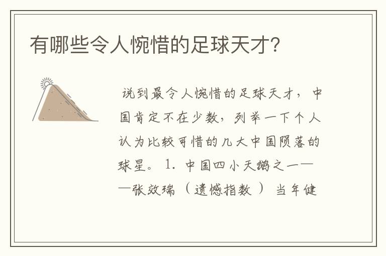 有哪些令人惋惜的足球天才?