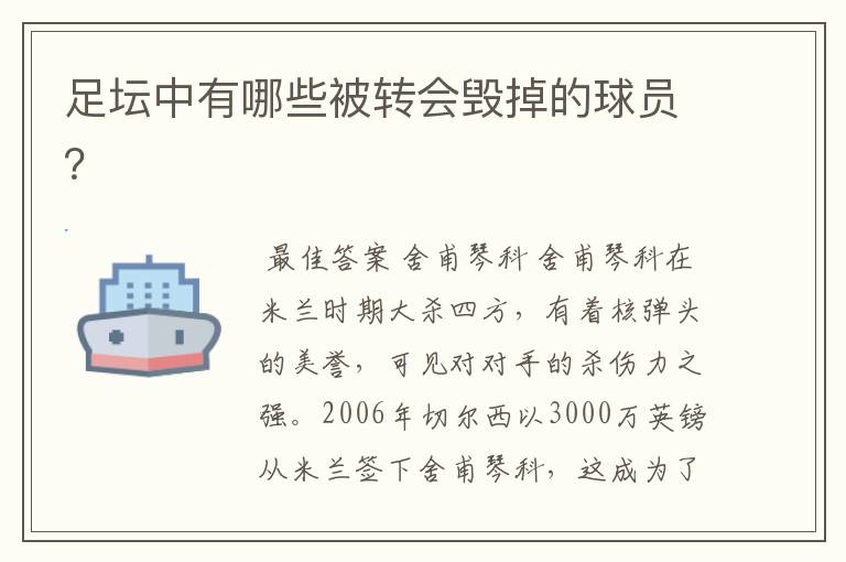 足坛中有哪些被转会毁掉的球员?