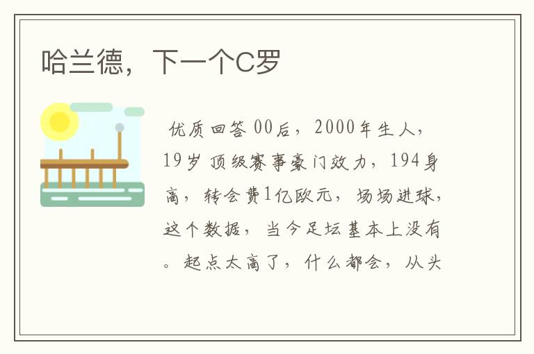 哈兰德,下一个C罗