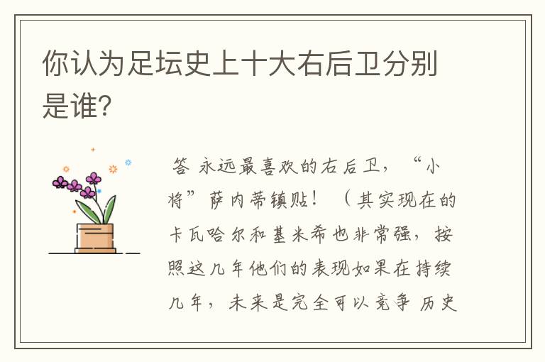 你认为足坛史上十大右后卫分别是谁?