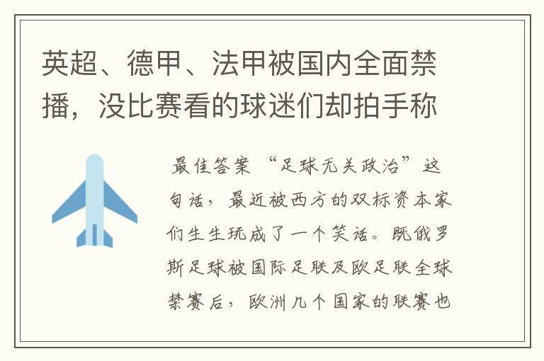 英超、德甲、法甲被国内全面禁播,没比赛看的球迷们却拍手称快