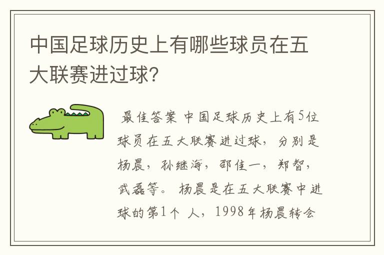 中国足球历史上有哪些球员在五大联赛进过球?