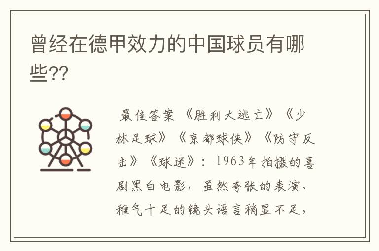 曾经在德甲效力的中国球员有哪些??