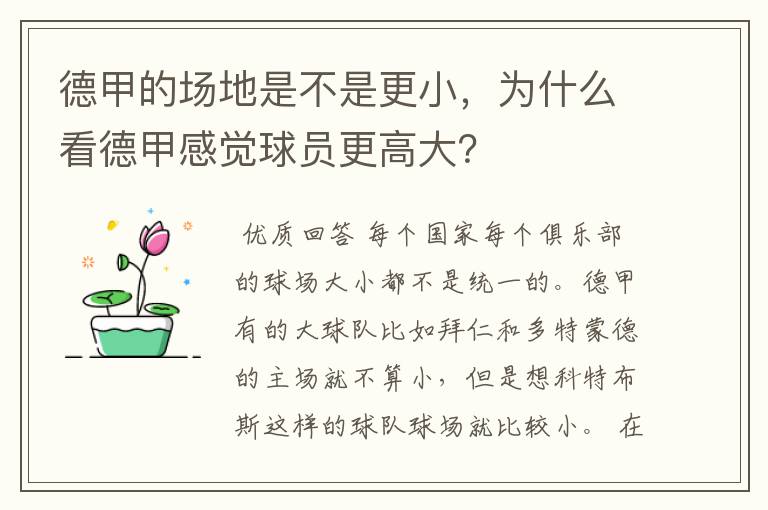 德甲的场地是不是更小,为什么看德甲感觉球员更高大?
