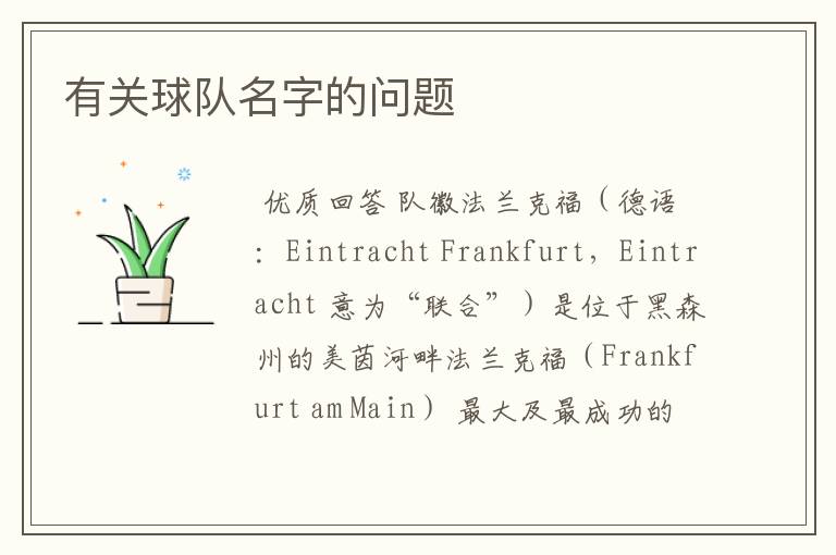 有关球队名字的问题