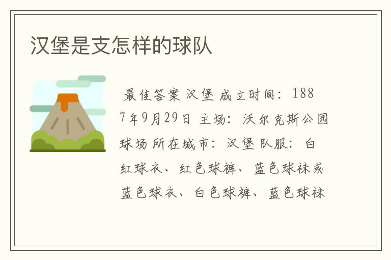 汉堡是支怎样的球队