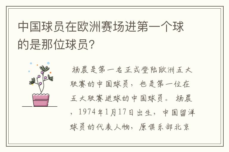 中国球员在欧洲赛场进第一个球的是那位球员?