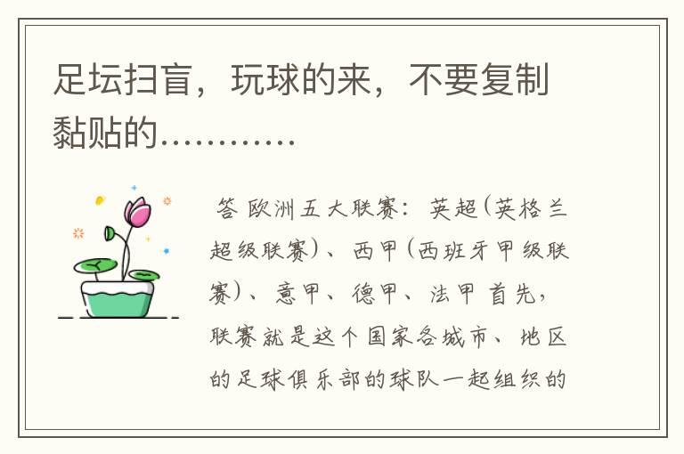 足坛扫盲,玩球的来,不要复制黏贴的…………