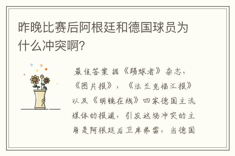 昨晚比赛后阿根廷和德国球员为什么冲突啊?