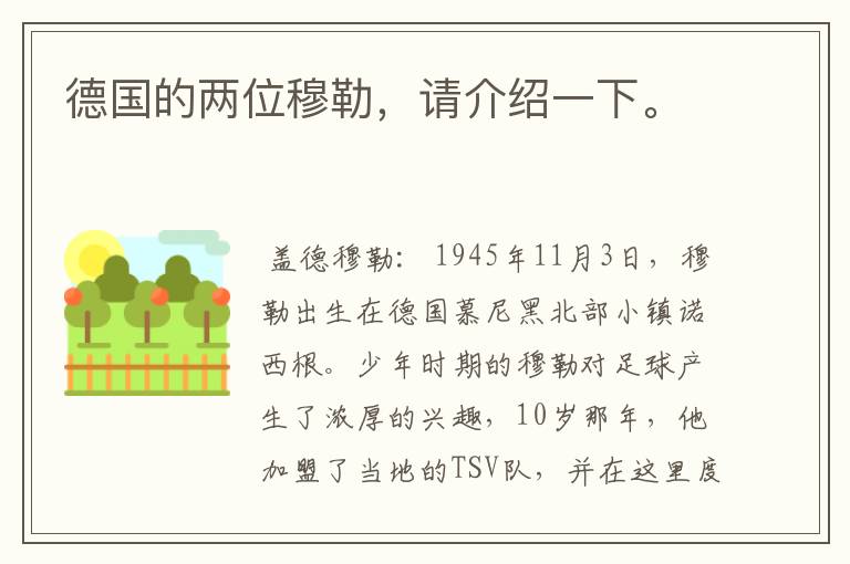 德国的两位穆勒,请介绍一下。