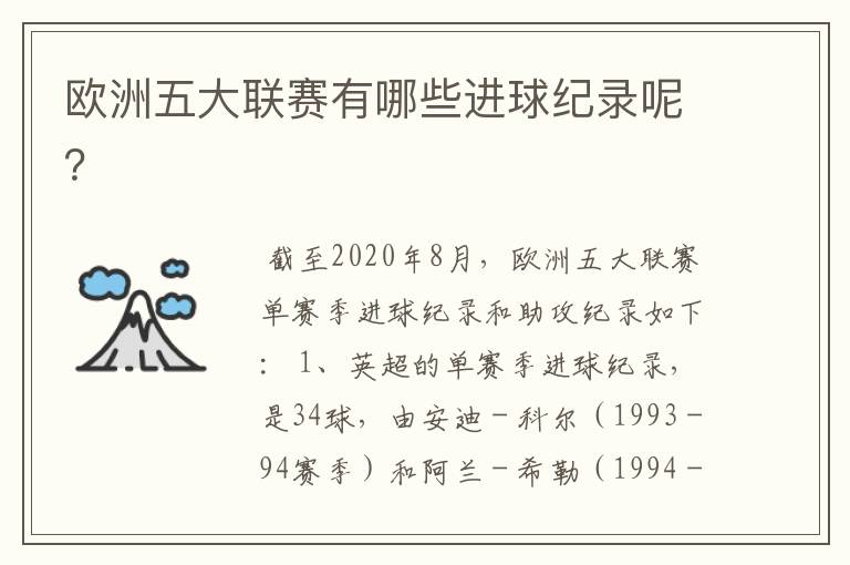 欧洲五大联赛有哪些进球纪录呢?