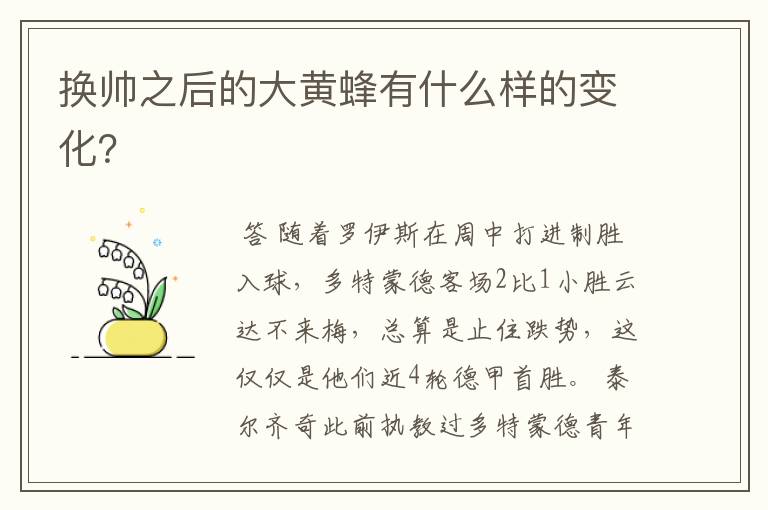 换帅之后的大黄蜂有什么样的变化?