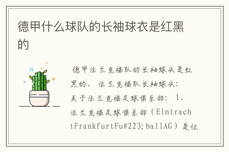 德甲什么球队的长袖球衣是红黑的