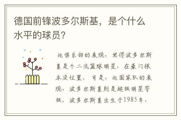 德国前锋波多尔斯基,是个什么水平的球员?