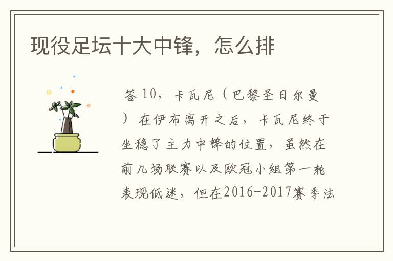 现役足坛十大中锋,怎么排