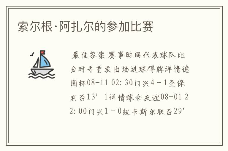 索尔根·阿扎尔的参加比赛