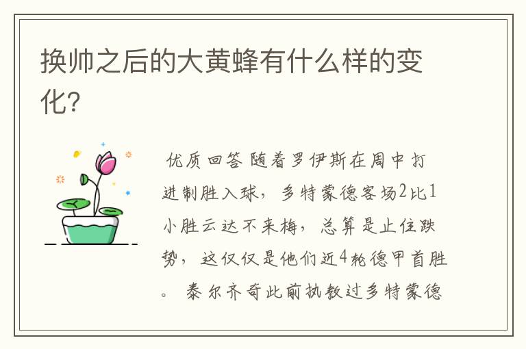 换帅之后的大黄蜂有什么样的变化?
