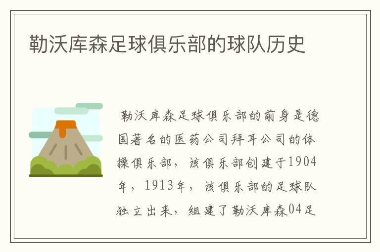勒沃库森足球俱乐部的球队历史