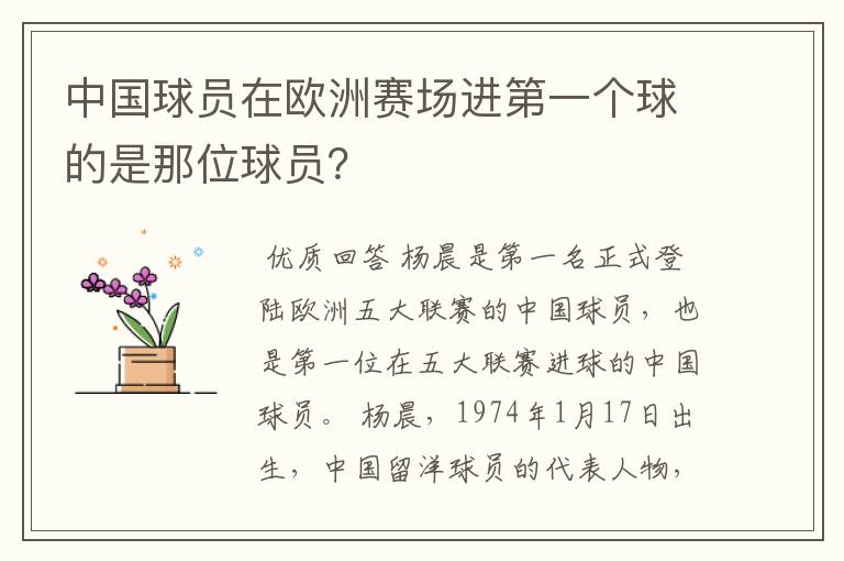 中国球员在欧洲赛场进第一个球的是那位球员?