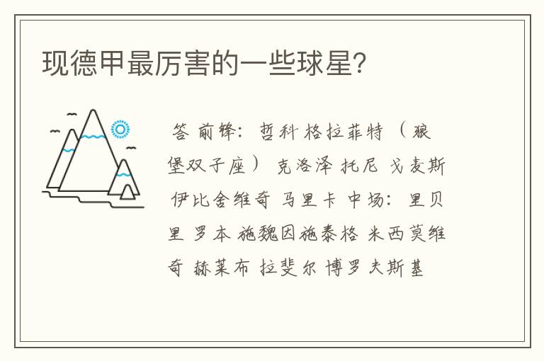现德甲最厉害的一些球星?
