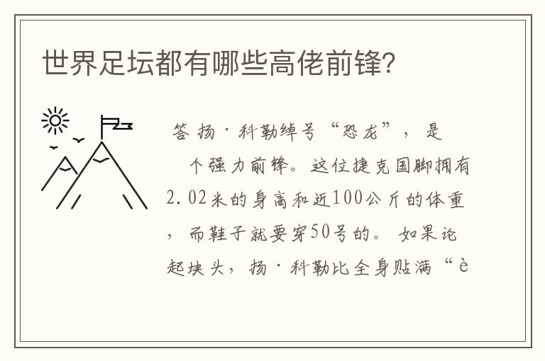 世界足坛都有哪些高佬前锋?