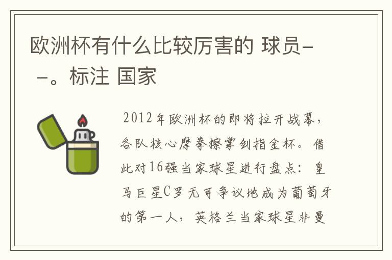 欧洲杯有什么比较厉害的 球员- -。标注 国家