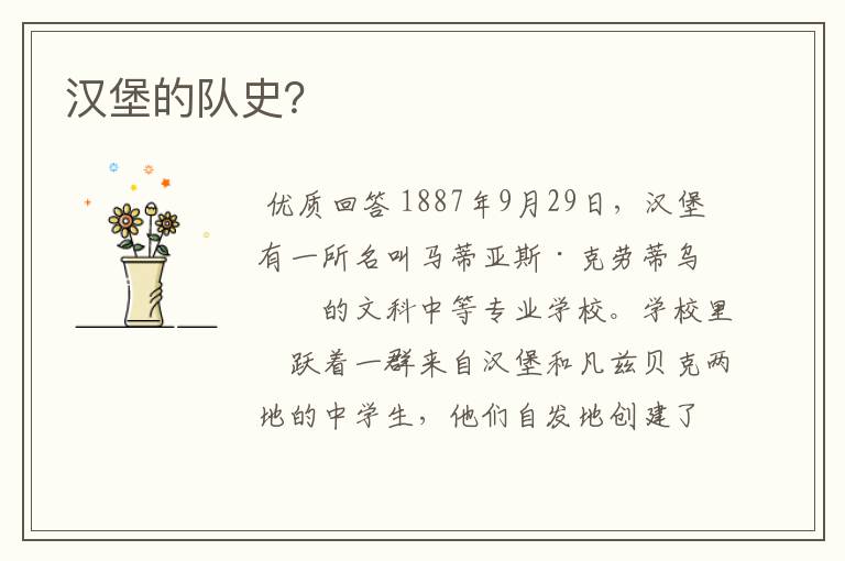 汉堡的队史?