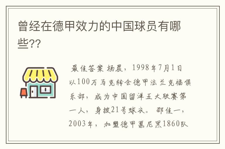 曾经在德甲效力的中国球员有哪些??