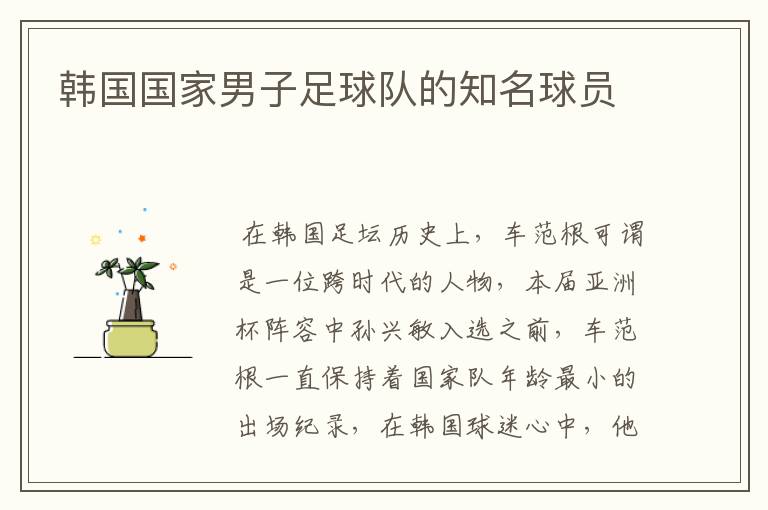 韩国国家男子足球队的知名球员