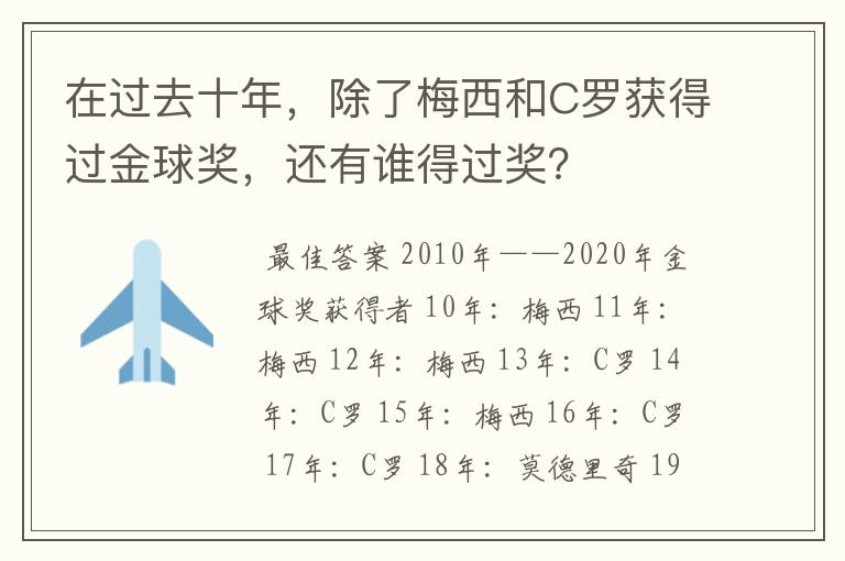 在过去十年,除了梅西和C罗获得过金球奖,还有谁得过奖?