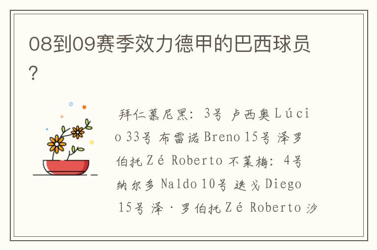 08到09赛季效力德甲的巴西球员?