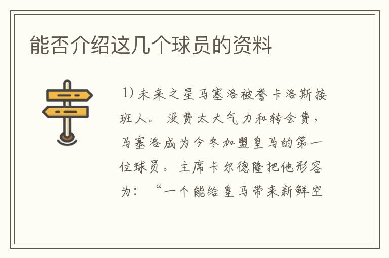 能否介绍这几个球员的资料