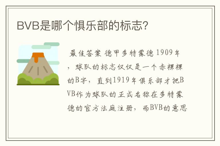 BVB是哪个惧乐部的标志?