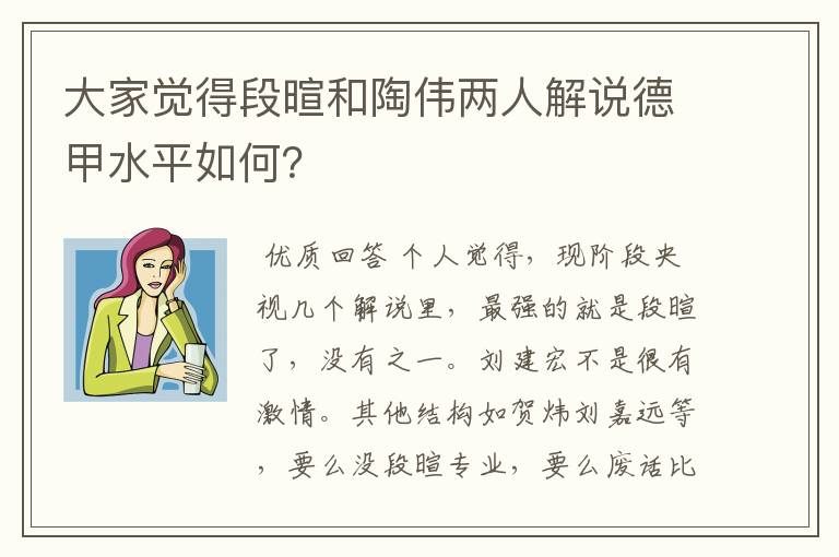 大家觉得段暄和陶伟两人解说德甲水平如何?