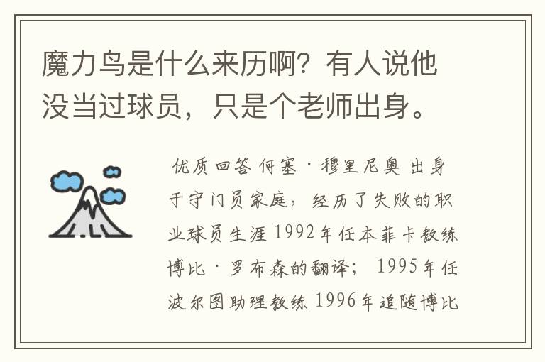 魔力鸟是什么来历啊?有人说他没当过球员,只是个老师出身。但有报道又说他曾经是位球员。是怎么回事啊?
