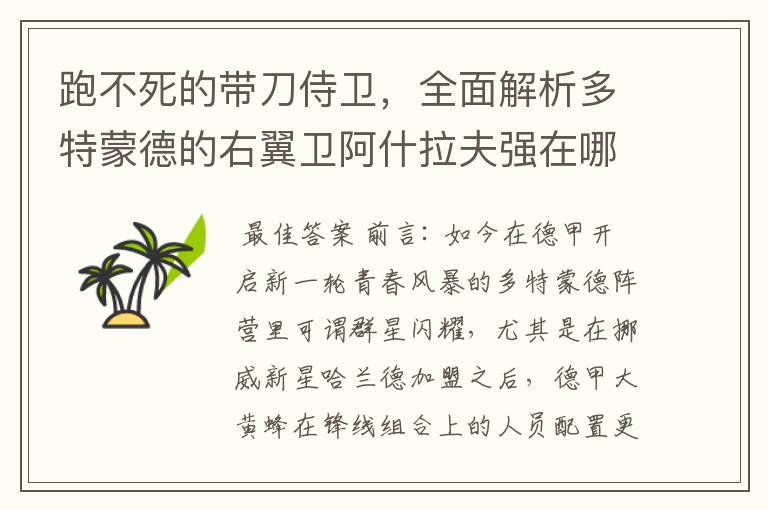 跑不死的带刀侍卫,全面解析多特蒙德的右翼卫阿什拉夫强在哪里