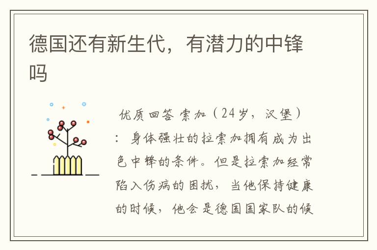 德国还有新生代,有潜力的中锋吗