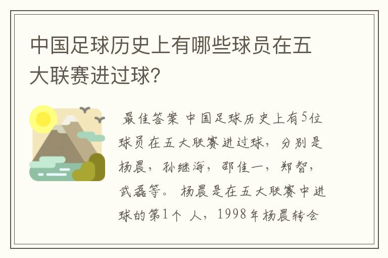 中国足球历史上有哪些球员在五大联赛进过球?